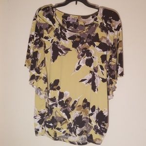 JM COLLECTION  Size Lg Kiwi green w blk w sequins